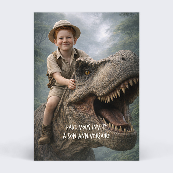 Invitation Anniversaire Enfant Portrait avec dinosaure