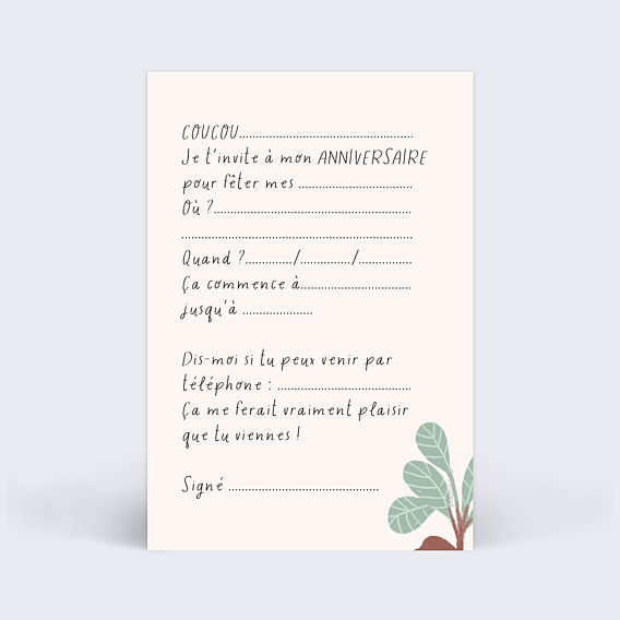 Invitation anniversaire enfant Grand Dinosaure Verso