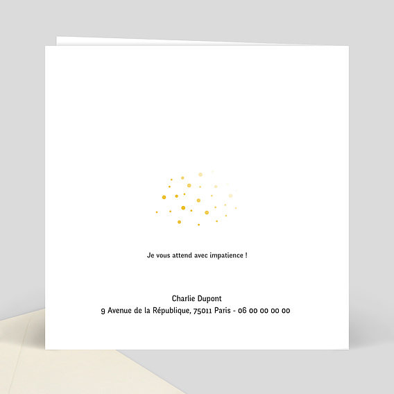 Invitation anniversaire enfant Dorure Anniversaire Verso
