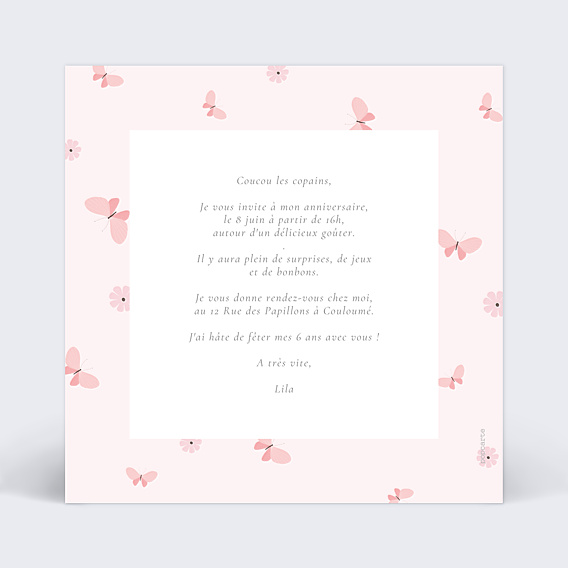 Invitation Anniversaire Enfant Papillon Féerique
