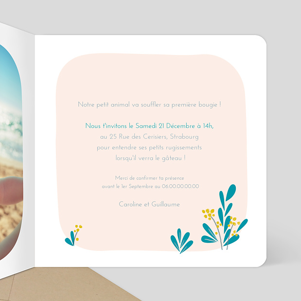Invitation Anniversaire Eléphant Original Intérieur Droit