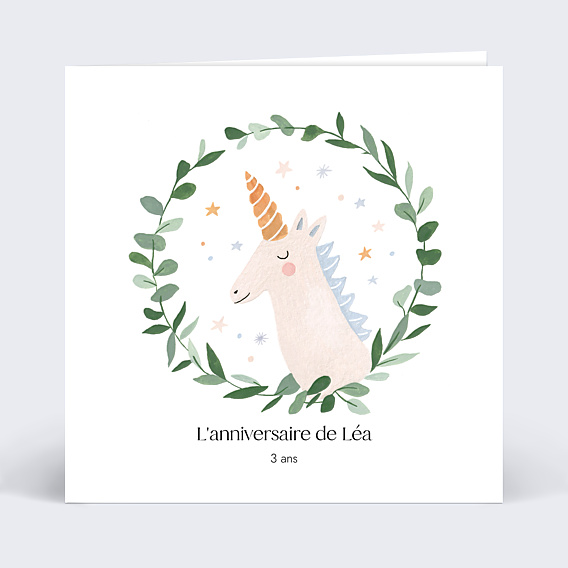 Invitation anniversaire enfant Licorne Couronne