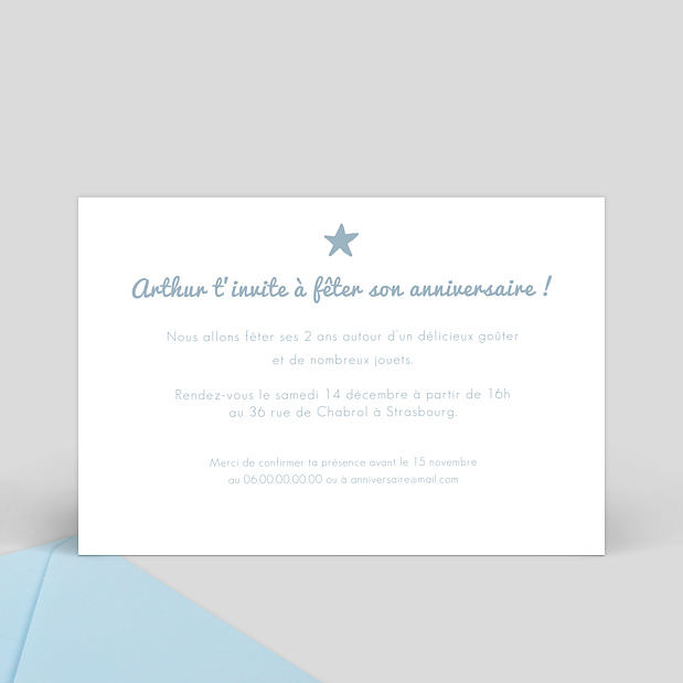 Carte invitation anniversaire prince Verso
