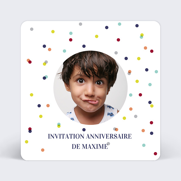 Carte d'invitation anniversaire confetti