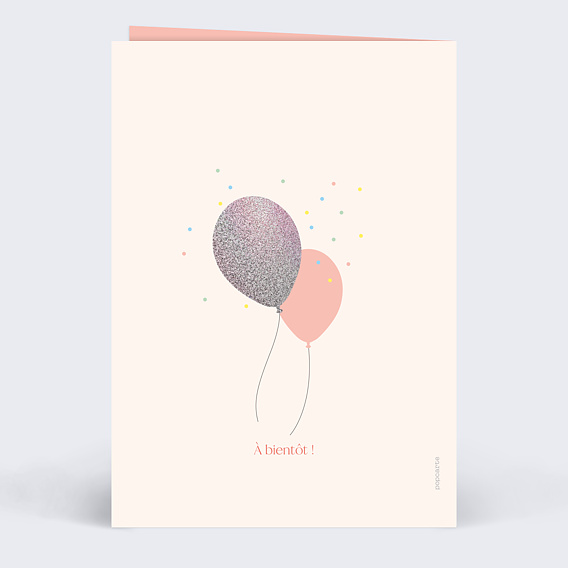 Invitation anniversaire enfant Ballon glitter fille Verso