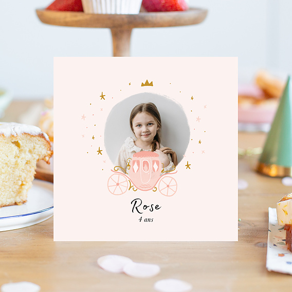 Invitation anniversaire enfant Princesse Carrosse Après 1