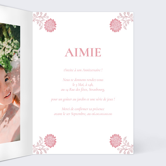 Invitation anniversaire enfant Hippy Boho Intérieur Droit