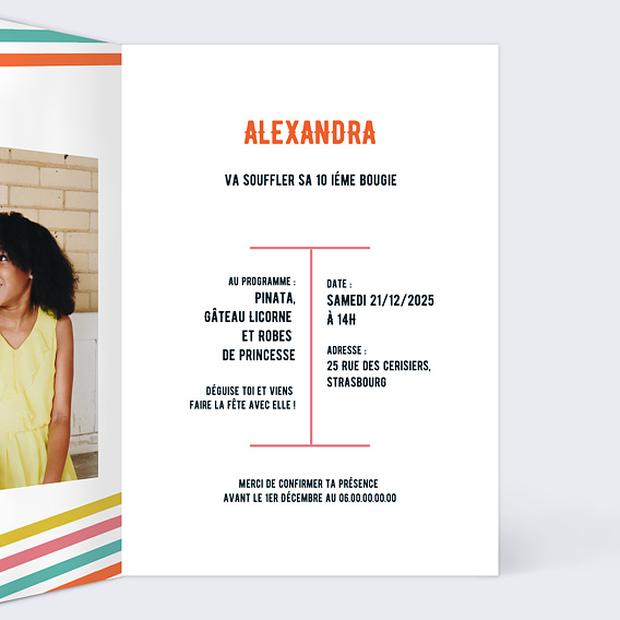 Invitation anniversaire enfant Marque de Fabrique Intérieur Droit