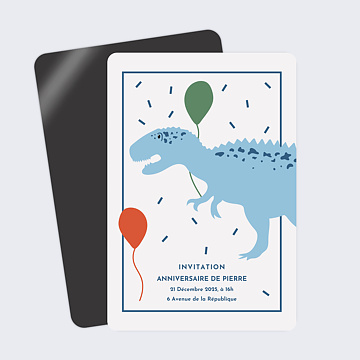 Invitation Anniversaire Enfant Dinosaure et Ballons