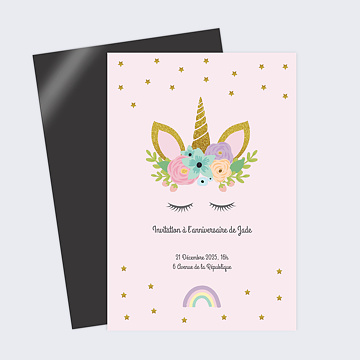 Invitation Anniversaire Enfant Licorne Rose