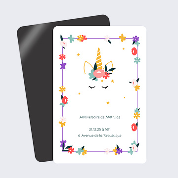 Invitation Anniversaire Enfant Licorne et Fleurs