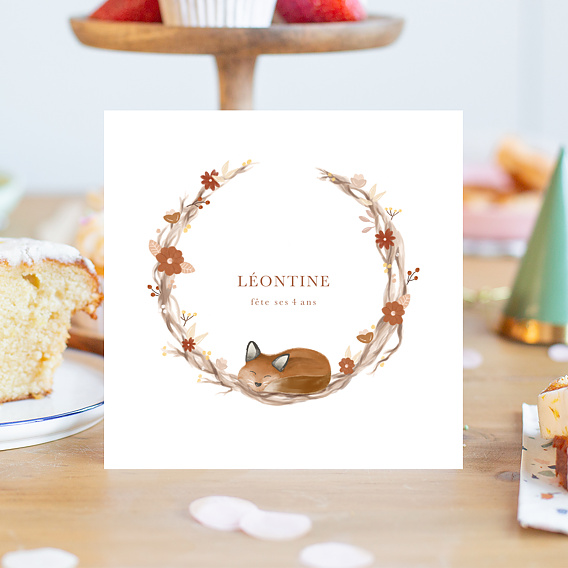 Invitation anniversaire enfant Couronne Renardeau Après 1
