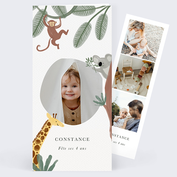 Invitation anniversaire enfant Amis de la jungle Après 1