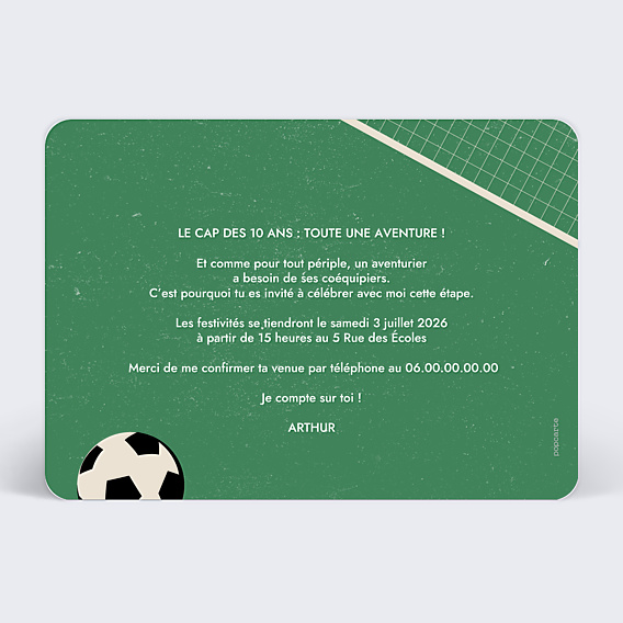 Invitation Anniversaire Enfant Billet de Foot