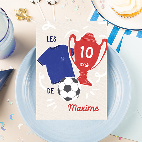 Invitation fête enfant Ballon de foot rond - Fête