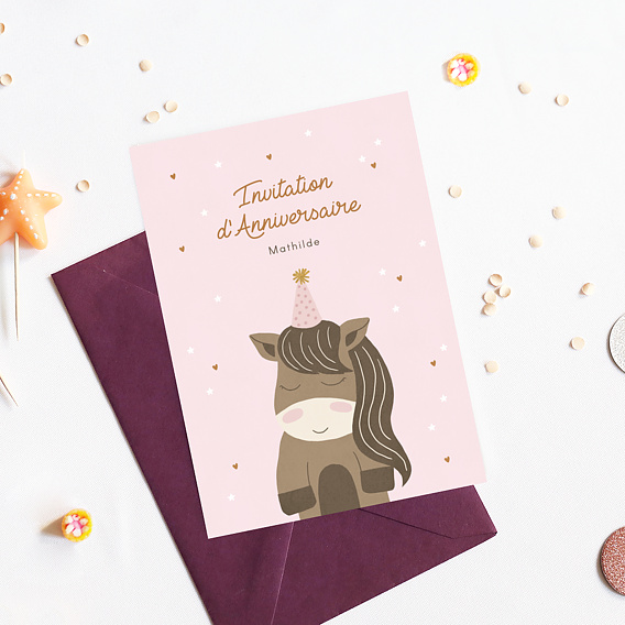 Invitation Anniversaire Enfant Poney Étoilé