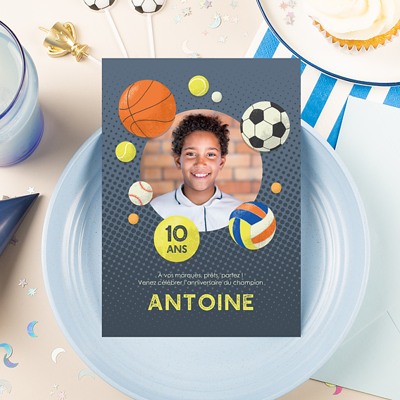 Invitation anniversaire foot - Popcarte