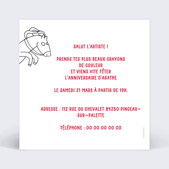 Invitation anniversaire enfant Coloriage Château Verso