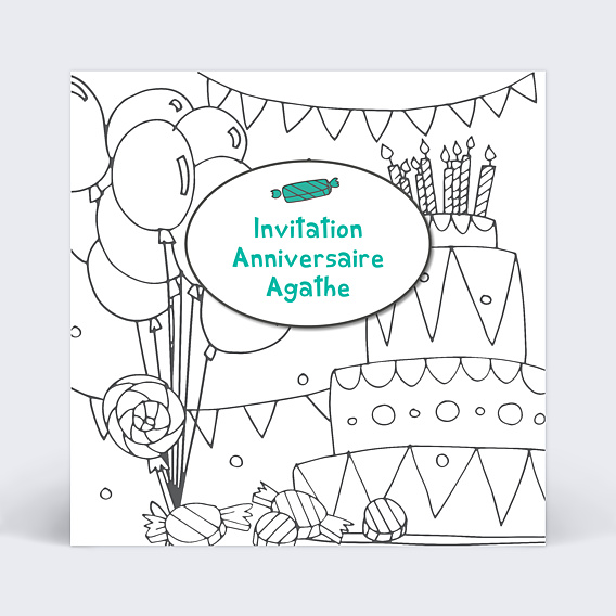 Invitation Anniversaire Enfant Coloriage Gâteau