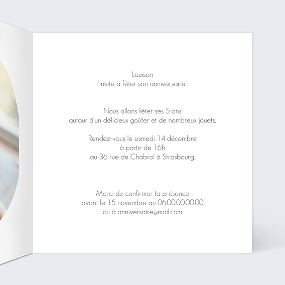 Invitation anniversaire enfant Petit chat au crayon Intérieur Droit