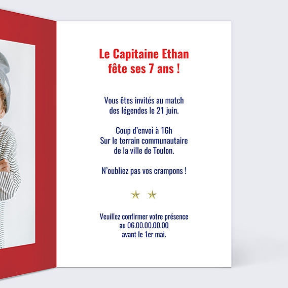 Invitation Anniversaire Enfant Portrait en footballeur
