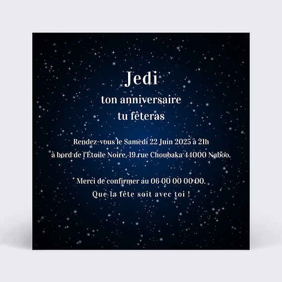 Invitation anniversaire enfant Galaxie Verso