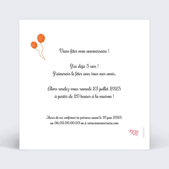 Carte d'Invitation Anniversaire Enfant Bat Anniversaire - Popcarte