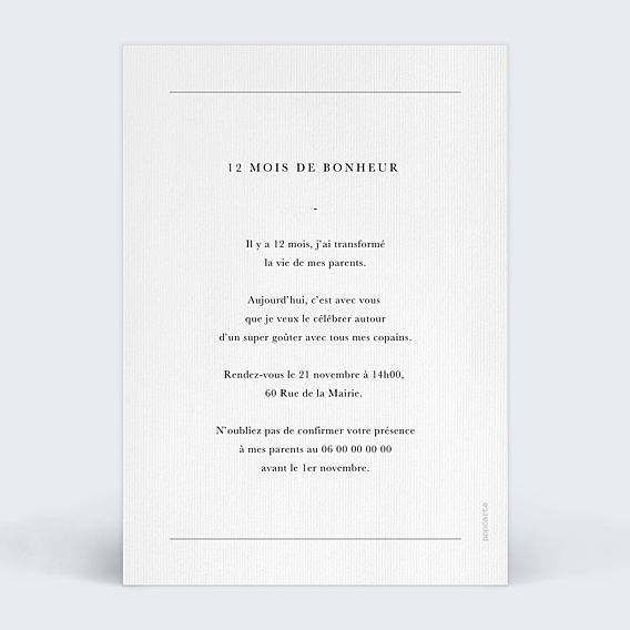 Invitation Anniversaire Enfant Première Année