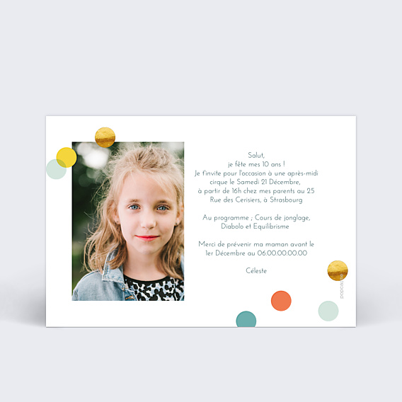 Invitation Anniversaire Enfant Confettis Chic