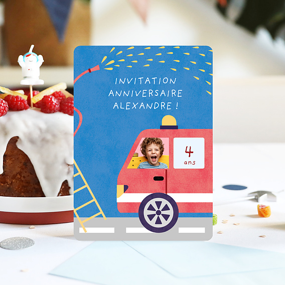 Invitation anniversaire enfant Pompiers Après 1