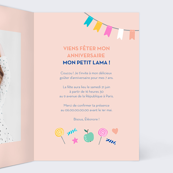 Invitation Anniversaire Enfant Lama Pinata