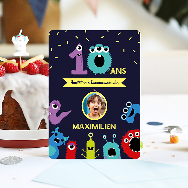 Carte d'Invitation Anniversaire Enfant Monstre