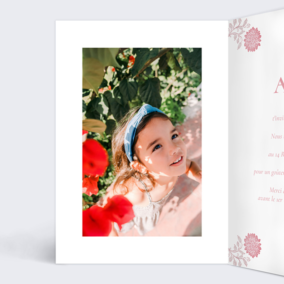 Invitation anniversaire enfant Hippy Boho Intérieur Gauche