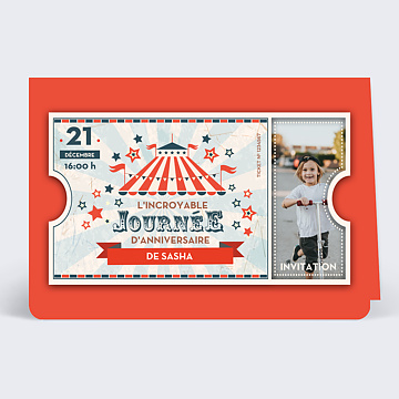 Invitation Anniversaire Enfant Ticket Cirque 