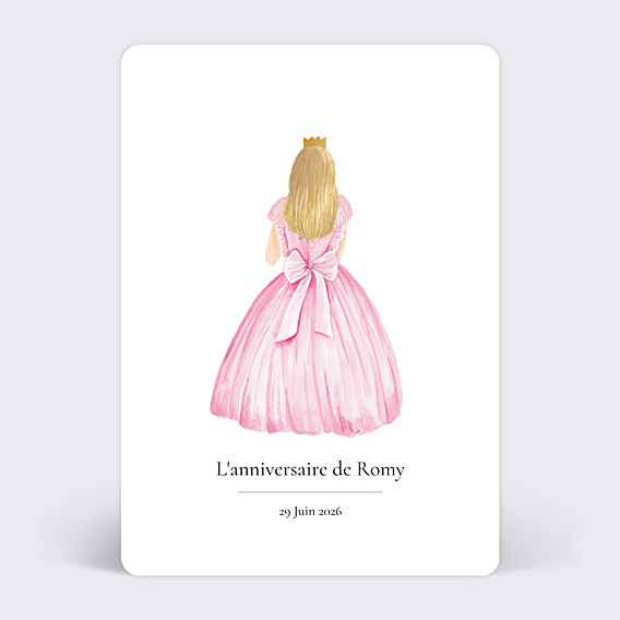 Invitation Anniversaire Enfant Robe princesse blonde