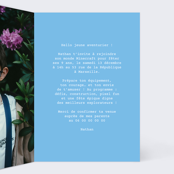 Invitation anniversaire enfant Anniversaire en blocs Intérieur Droit