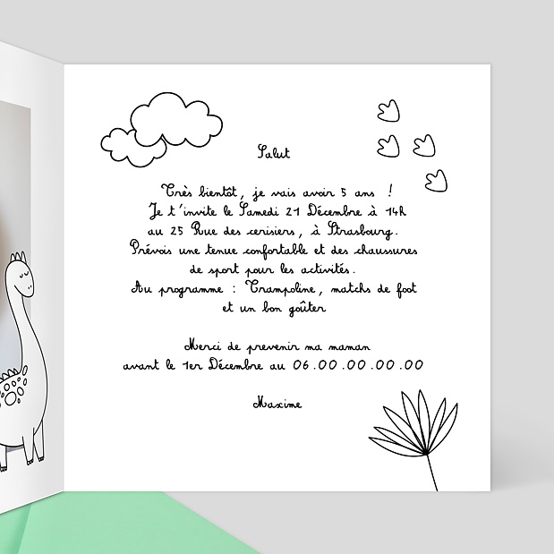 Invitation Anniversaire Coloriage Dinosaure Intérieur Droit