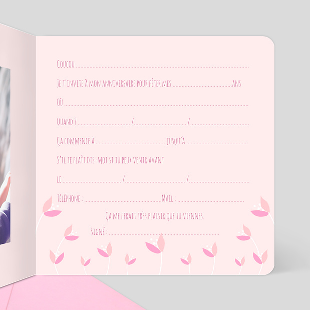 Carte d'invitation anniversaire Equitation Intérieur Droit