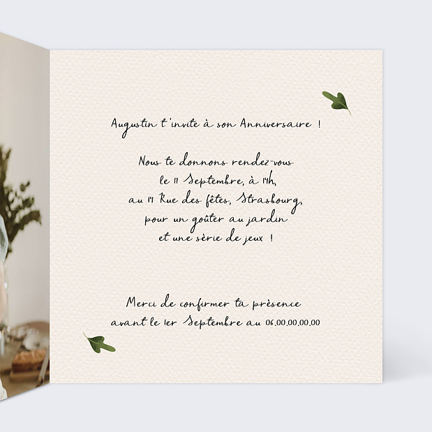 Invitation Anniversaire Enfant Joli Renard Intérieur Droit