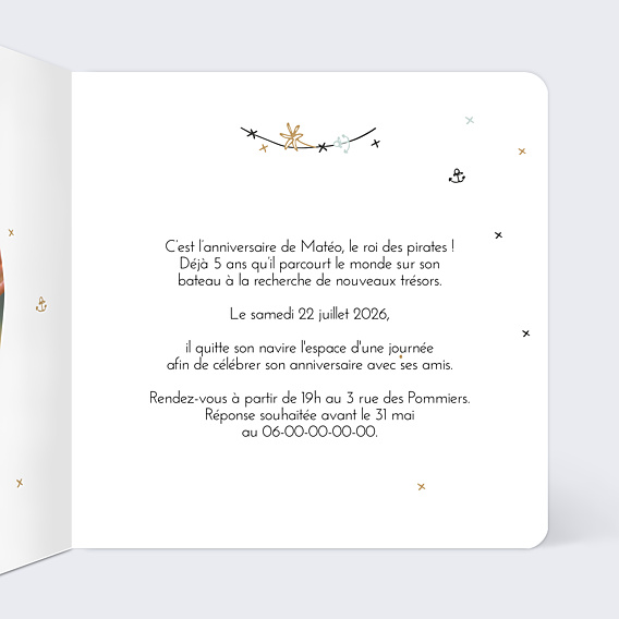 Invitation Anniversaire Enfant Petit Pirate