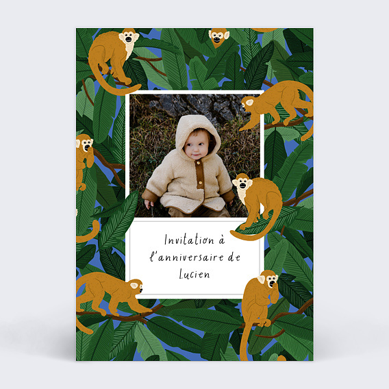 Invitation anniversaire enfant Singes