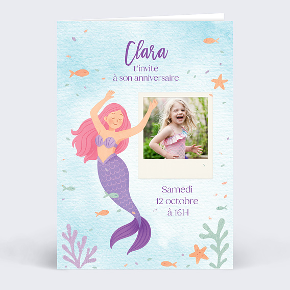 Invitation anniversaire enfant Sirène