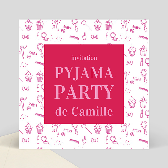 Invitation Anniversaire Enfant Soirée Pyjama Rose