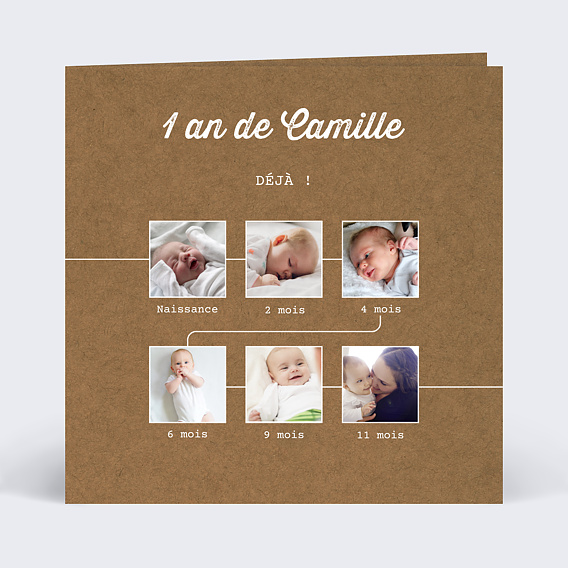 Invitation anniversaire enfant Timeline Kraft