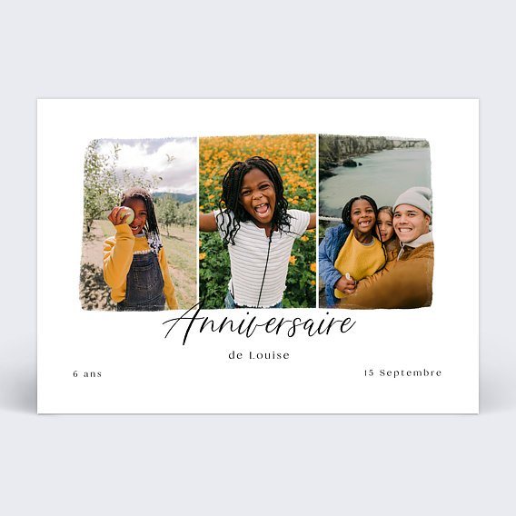 Invitation anniversaire enfant Triptyque de l'année