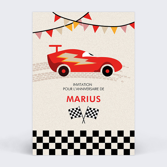 Invitation anniversaire enfant Voiture de Course