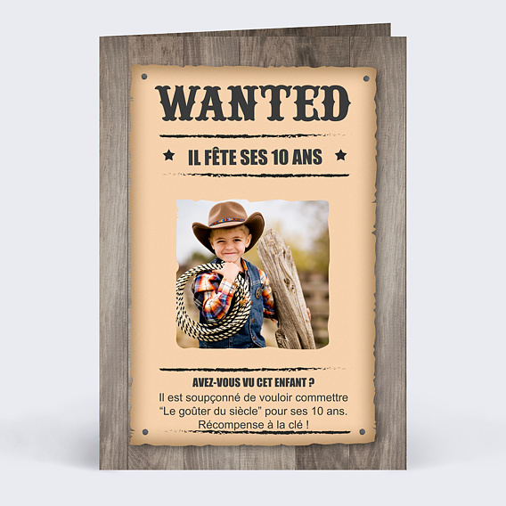 Carte D Invitation Anniversaire Wanted Popcarte