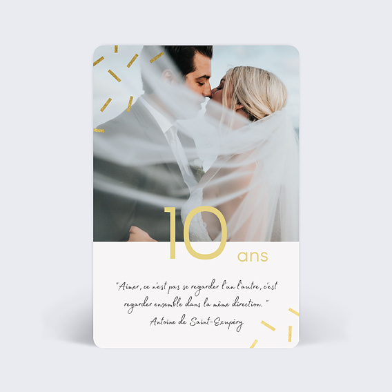 Invitation Anniversaire de Mariage 10 ans Chic - Popcarte