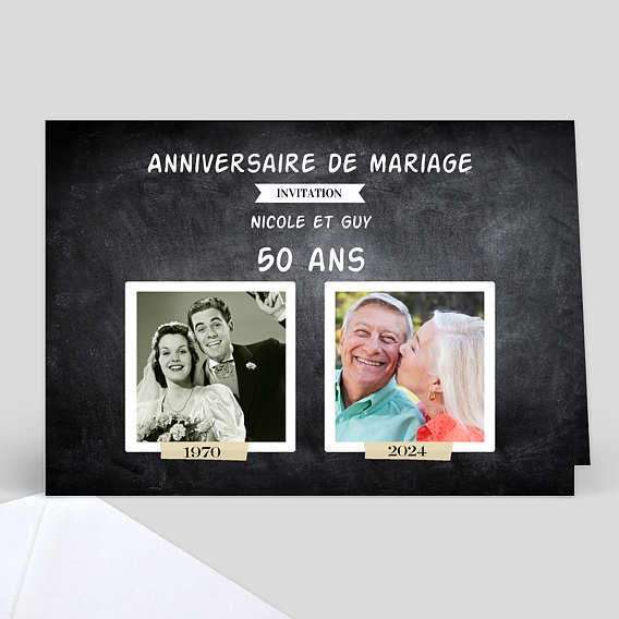 Invitation Anniversaire Mariage Avant Apres Popcarte