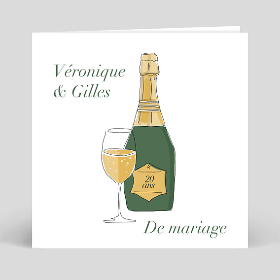Invitation Anniversaire de Mariage Champagne